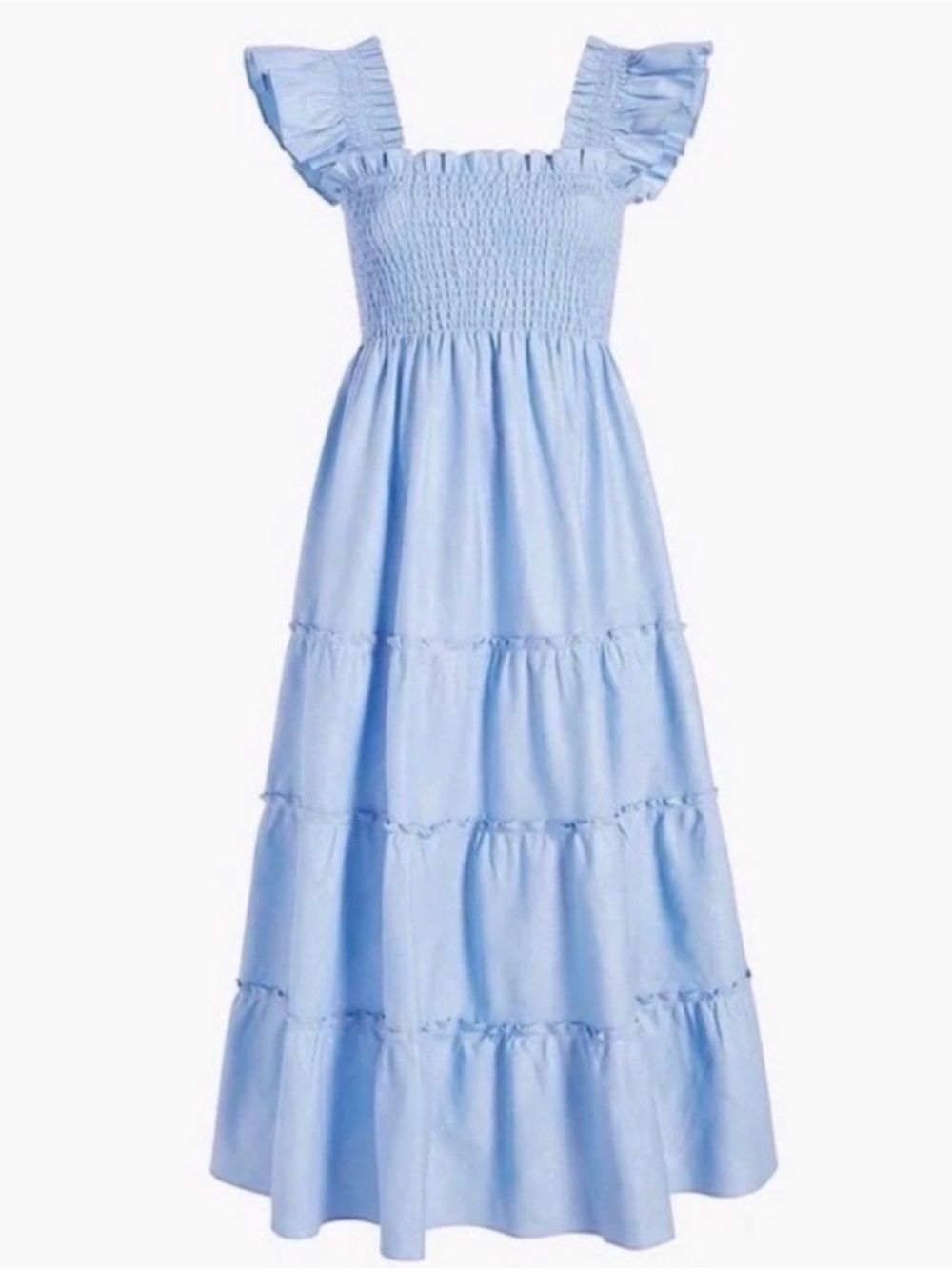 EUC Hill House Nap Dress in Light Blue Sparkle Check